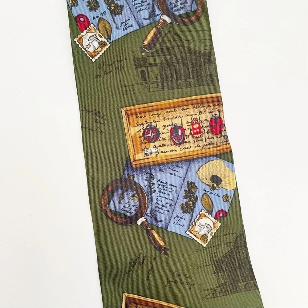 Vintage novelty Silk tie geography teacher history travel biology science artsy